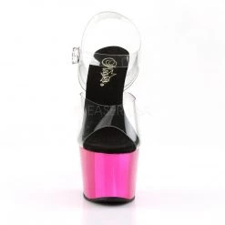 Pleaser Shoes ADORE-708 Clear/Hot Pink Chrome Platform Sandal