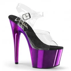 Pleaser ADORE-708 Clear/Purple Chrome Platform Sandal Shoes