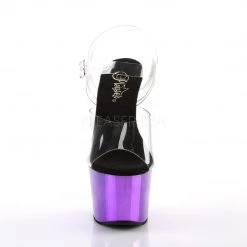 Pleaser ADORE-708 Clear/Purple Chrome Platform Sandal Shoes