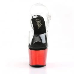 Pleaser ADORE-708 Clear/Red Chrome Platform Sandal Shoes
