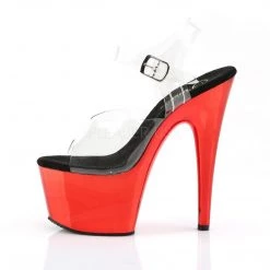 Pleaser ADORE-708 Clear/Red Chrome Platform Sandal Shoes