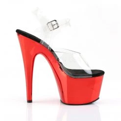 Pleaser ADORE-708 Clear/Red Chrome Platform Sandal Shoes