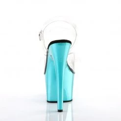 Pleaser ADORE-708 Clear/Turquoise Chrome Platform Sandal Shoes