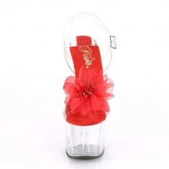 Pleaser ADORE-708BFL Clear-Red/Clear Platform Sandal Pole Dance Heels