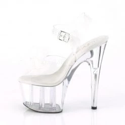 Pleaser ADORE-708BFL Clear-White/Clear Platform Sandal Shoes