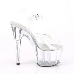 Pleaser ADORE-708BFL Clear-White/Clear Platform Sandal Shoes