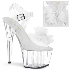 Pleaser ADORE-708BFL Clear-White/Clear Platform Sandal Shoes
