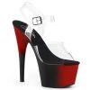 Pleaser ADORE-708BR Clear/Red-Black Platform Sandal Shoes