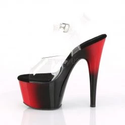 Pleaser ADORE-708BR Clear/Red-Black Platform Sandal Shoes