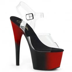 Pleaser ADORE-708BR Clear/Red-Black Platform Sandal Shoes