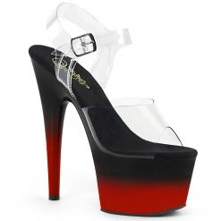 Pleaser Shoes ADORE-708BR-H Clear/Black-Red Platform Sandal 13 Pleaser Shoes ADORE-708BR-H Clear/Black-Red Platform Sandal