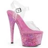 Pleaser ADORE-708CF Clear/Pink Confetti Platform Sandal Shoes