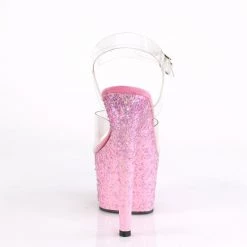 Pleaser ADORE-708CF Clear/Pink Confetti Platform Sandal Shoes
