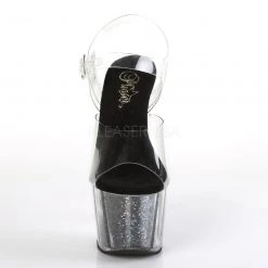Pleaser Shoes ADORE-708CG Clear/Black Confetti Glitter Platform Sandal