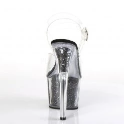 Pleaser Shoes ADORE-708CG Clear/Black Confetti Glitter Platform Sandal 11 Pleaser Shoes ADORE-708CG Clear/Black Confetti Glitter Platform Sandal