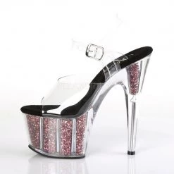 Pleaser ADORE-708CG Clear/Pink Confetti Glitter Platform Sandal Shoes