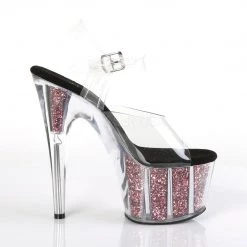 Pleaser ADORE-708CG Clear/Pink Confetti Glitter Platform Sandal Shoes