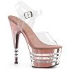 Pleaser Shoes ADORE-708CHLN Clear/Rose Gold Chrome Platform Sandal