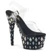Pleaser ADORE-708DIAMOND Clear/Black Platform Sandal