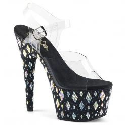 Pleaser ADORE-708DIAMOND Clear/Black Platform Sandal