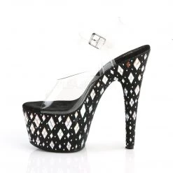 Pleaser ADORE-708DIAMOND Clear/Black Platform Sandal