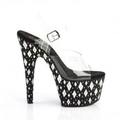 Pleaser ADORE-708DIAMOND Clear/Black Platform Sandal