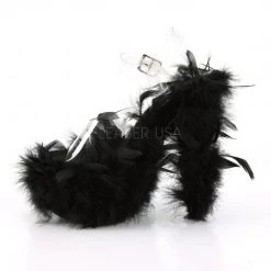 Pleaser ADORE-708F Clear/Black Marabou Feather Platform Sandal Shoes