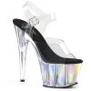 Pleaser ADORE-708HGI Clear/Silver Hologram Inserts Platform Sandal Shoes