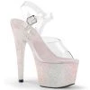 Pleaser ADORE-708HMG Clear/Opal Multi Glitter Platform Sandal Shoes 2 Pleaser ADORE-708HMG Clear/Opal Multi Glitter Platform Sandal Shoes
