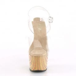 Pleaser ADORE-708JB Clear/Cream Multi Platform Sandal Shoes