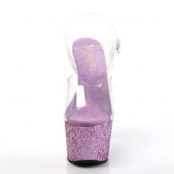 Pleaser Shoes ADORE-708LG Clear/Lavender Multi Glitter Platform Sandal