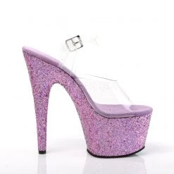 Pleaser Shoes ADORE-708LG Clear/Lavender Multi Glitter Platform Sandal