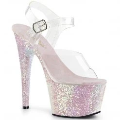 Pleaser ADORE-708LG Clear/Opal Multi Glitter Platform Sandal New Arrivals