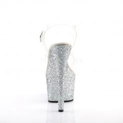 Pleaser ADORE-708LG Clear/Silver Multi Glitter Platform Sandal Shoes