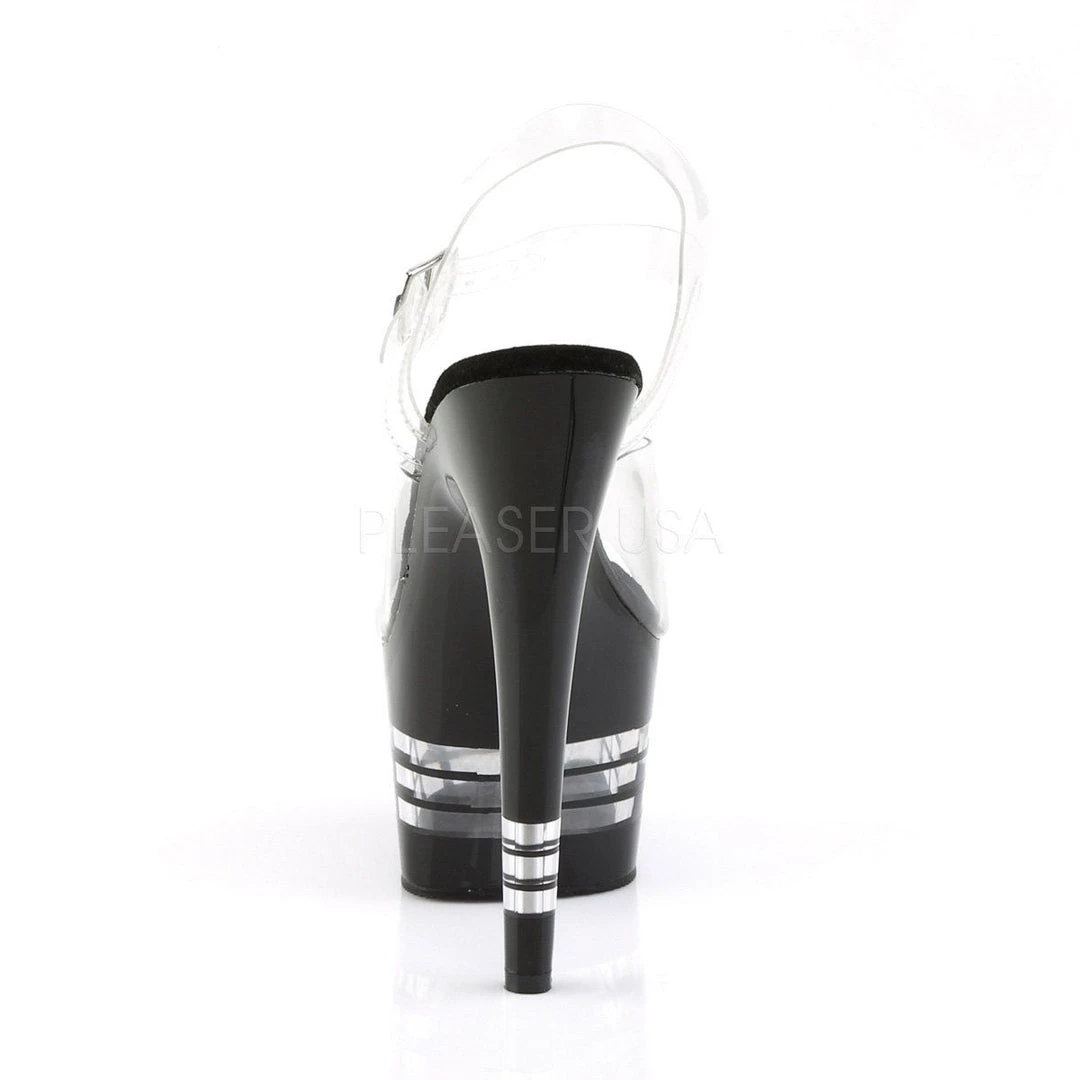 Pleaser ADORE-708LN Clear/Black Platform Sandal 6 Pleaser ADORE-708LN Clear/Black Platform Sandal