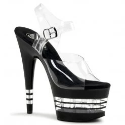Pleaser ADORE-708LN Clear/Black Platform Sandal 16 Pleaser ADORE-708LN Clear/Black Platform Sandal