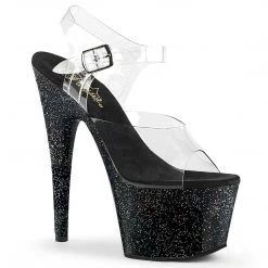 Pleaser Shoes ADORE-708MG Clear/ Black Platform Sandal