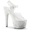 Pleaser ADORE-708MR-5 Clear/White-Silver Platform Sandal Shoes 1 Pleaser ADORE-708MR-5 Clear/White-Silver Platform Sandal Shoes
