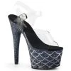 Pleaser Shoes ADORE-708MSLG Clear/Black Multi Glitter Mermaid Platform Sandal