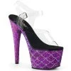 Pleaser Shoes ADORE-708MSLG Clear/Purple Multi Glitter Platform Sandal