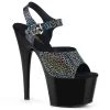 Pleaser Shoes ADORE-708N-CK Black Cracker Hologram TPU/Black Platform Sandal