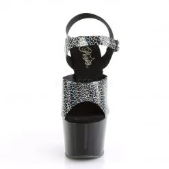 Pleaser Shoes ADORE-708N-CK Black Cracker Hologram TPU/Black Platform Sandal