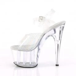 Pleaser ADORE-708N-CK Silver Cracker Hologram TPU/Clear Platform Sandal 10 Pleaser ADORE-708N-CK Silver Cracker Hologram TPU/Clear Platform Sandal