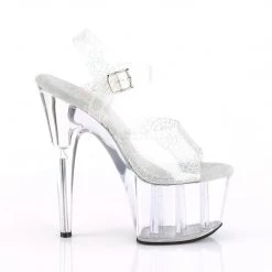Pleaser ADORE-708N-CK Silver Cracker Hologram TPU/Clear Platform Sandal 12 Pleaser ADORE-708N-CK Silver Cracker Hologram TPU/Clear Platform Sandal