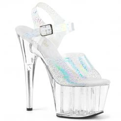 Pleaser ADORE-708N-CK Silver Cracker Hologram TPU/Clear Platform Sandal 13 Pleaser ADORE-708N-CK Silver Cracker Hologram TPU/Clear Platform Sandal