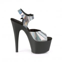 Pleaser ADORE-708N-DT Pewter Hologram TPU Platform Sandal