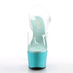 Pleaser ADORE-708OMBRE Clear/Aqua-Blue Ombre Platform Sandal