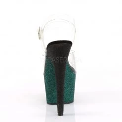 Pleaser Shoes ADORE-708OMBRE Clear/Emerald-Poison-Black Ombre Platform Sandal