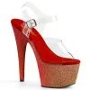 Pleaser ADORE-708OMBRE Clear/Rose Gold-Red Ombre Platform Sandal