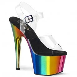 Pleaser ADORE-708RC Clear/Rainbow Chrome Platform Sandal